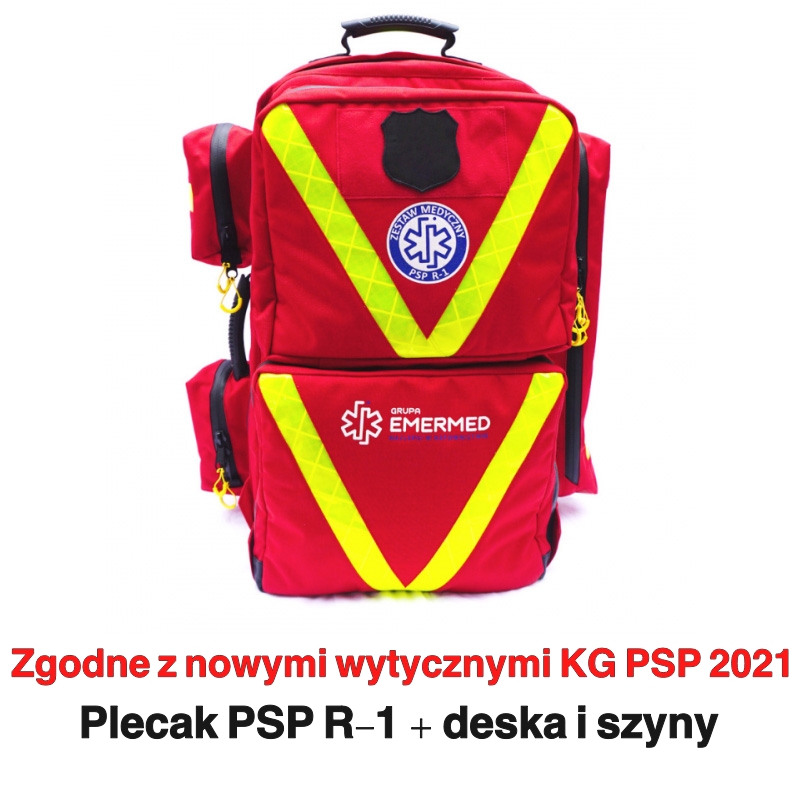 Zestaw ratownictwa medycznego PSP-R1 W PLECAKU CORDURA z wyposażeniem, zgodny z wytycznymi KG PSP ZO0009
