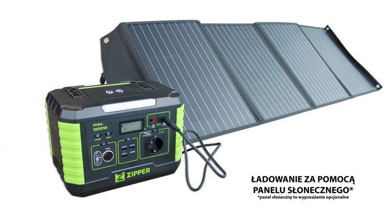 Powerbank stacja zasilania Zipper ZI-PS1000 z możliwością ładowania przez panel słoneczny